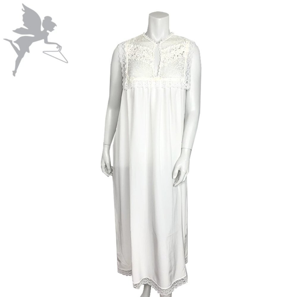 CHRISTIAN DIOR Maxi length lace inset nightgown